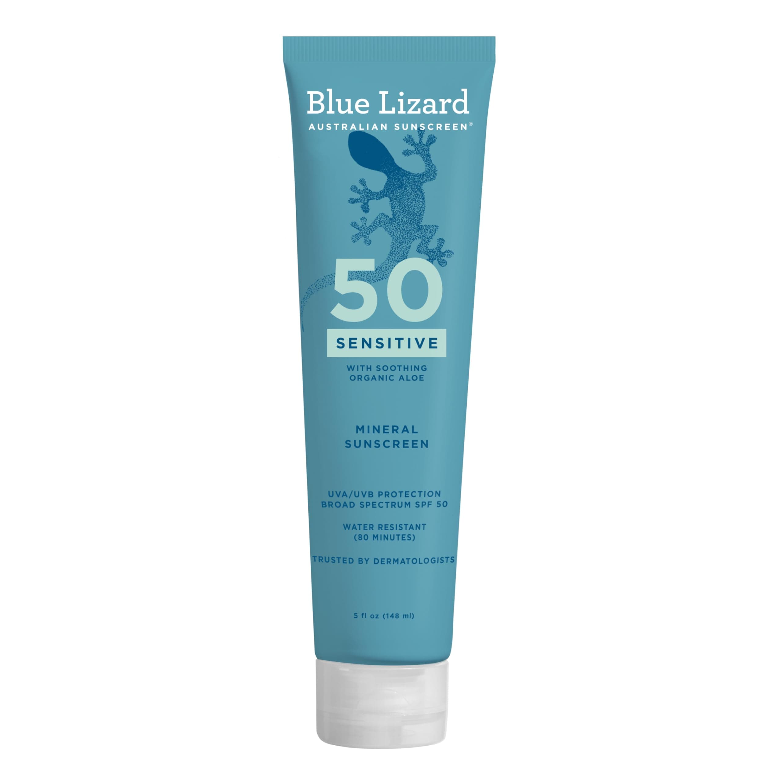 Blue Lizard Australian Sunscreen, Sensitive Mineral Sunscreen, SPF 50, 5 fl oz (148 ml)