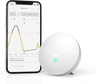 Airthings 292 Wave Mini - Indoor Air Quality Monitor with Volatile Organic Compound (VOC), Humidity and Temperature Detectors, Cable-Free