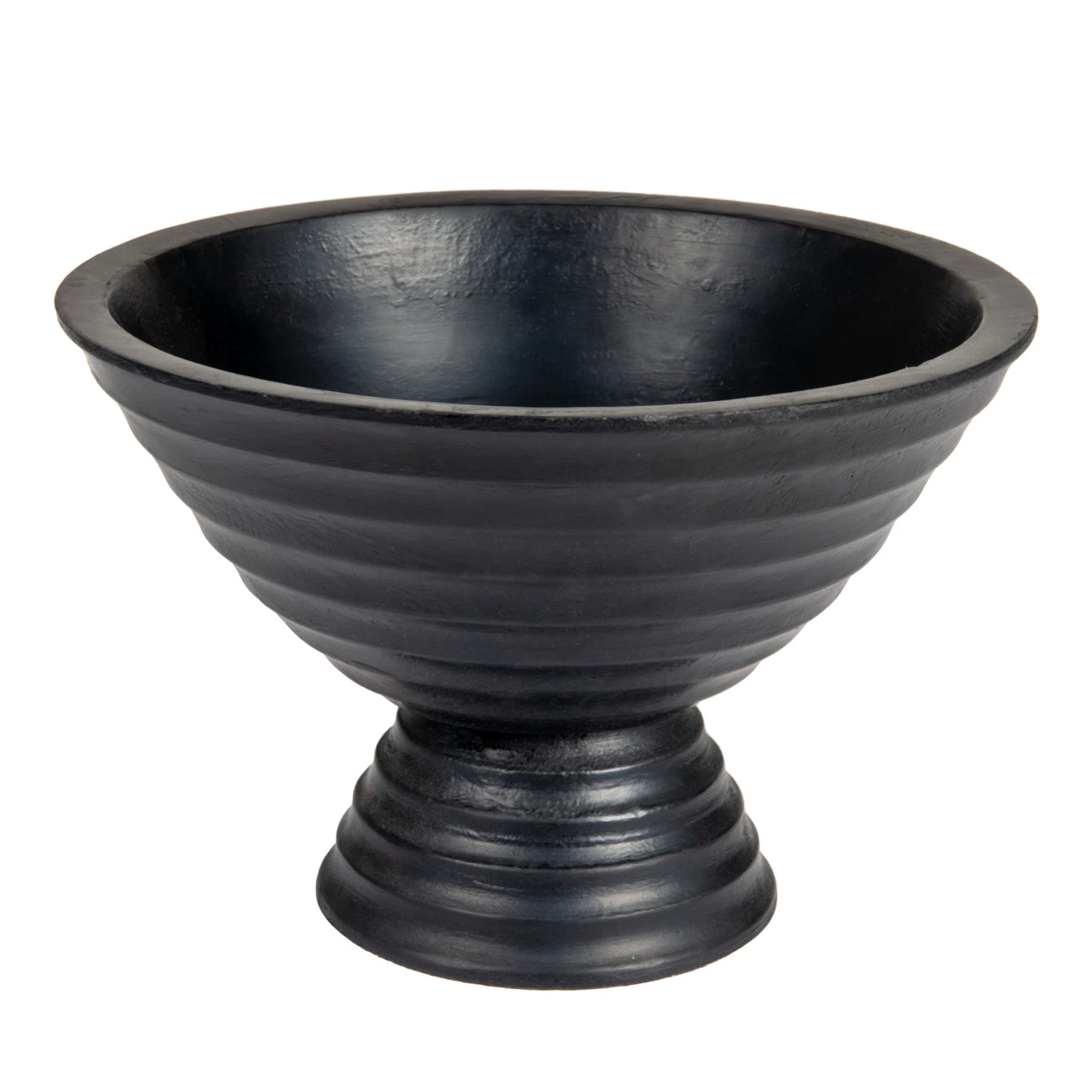 Creative Co-Op Boho Wood Pedestal Serving Bowl, Black Finish
