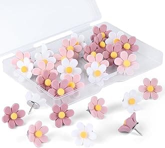 Flower Push Pins,30pcs Push Pins for Cork Board Pink Decorative Thumb Tacks C...