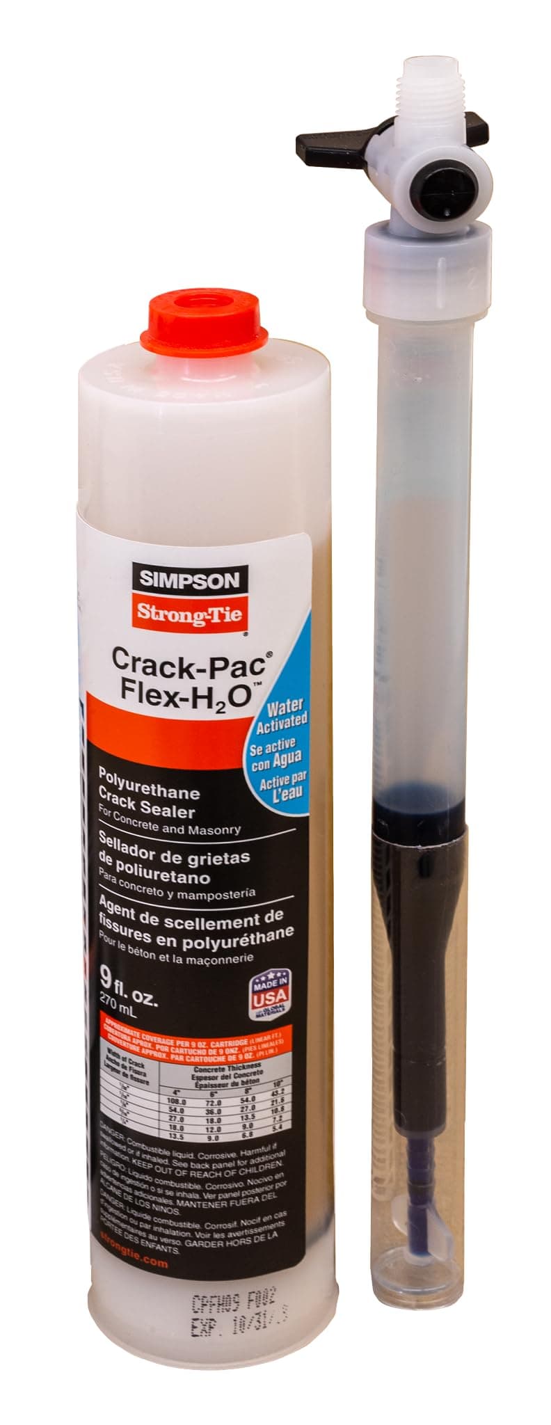 Simpson Strong-Tie Crack-Pac Flex-H20 Polyurethane Crack Sealer - Anchoring, Fastening, Restoration and Strengthening Systems for Concrete & Masonry, 9 oz