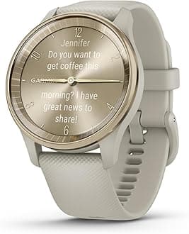 Garmin vívomove Trend, 40mm Stylish Hybrid Smartwatch with Health and Fitness functions, Dynamic Watch Hands, Touchscreen Display and up to 5 days battery life, French Grey