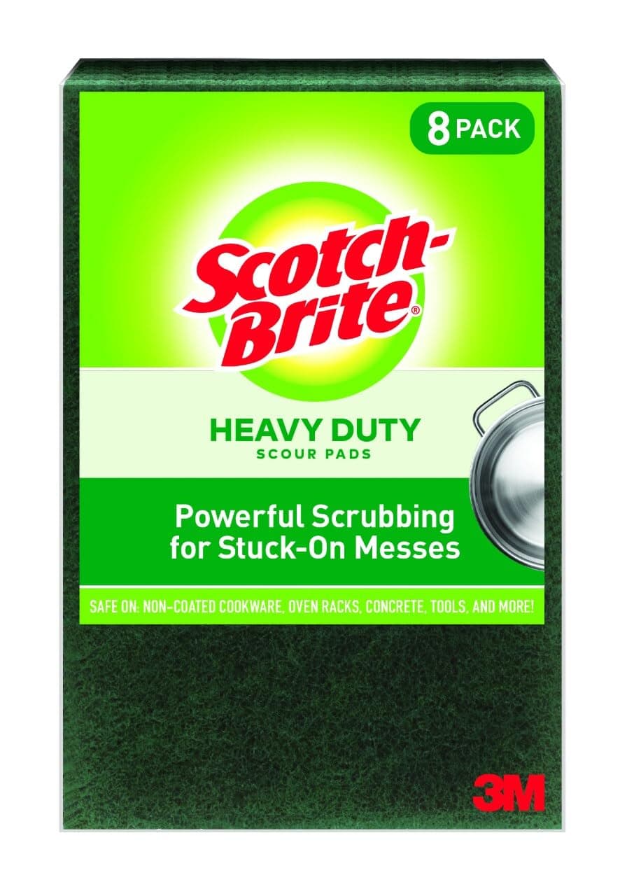 Heavy Duty Scour, Cast Iron, Green, 8 Pads
