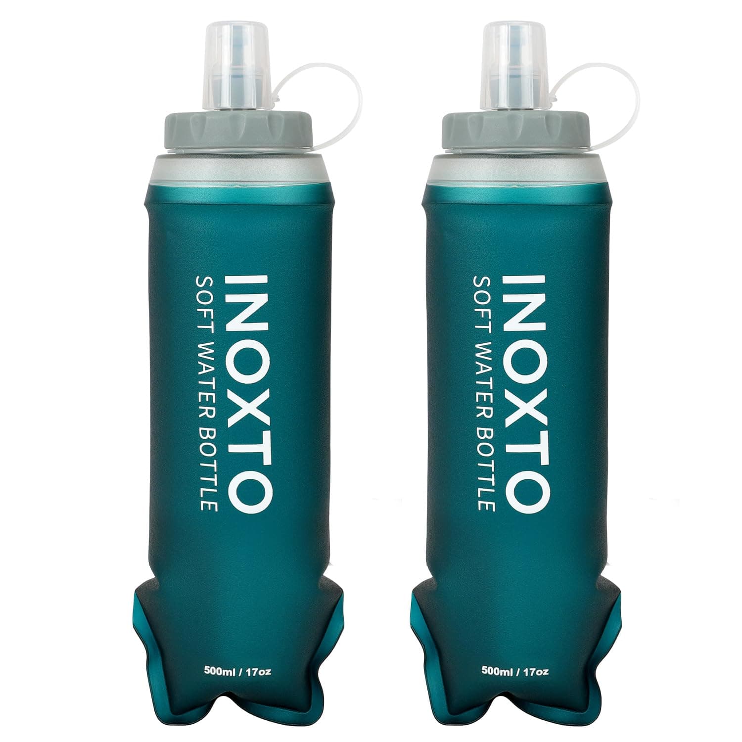 INOXTO Soft Flask,Collapsible Soft Water Bottles for Hydration Vests and Running Packs, Soft Flask Running Bottles for Hiking Cycling(250/500 ml) (2 PCS 500ML)