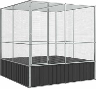 vidaXL Aviary/Bird Cage for Small Pets - 211x207x212 cm - Galvanized Steel Mesh, Lockable Door, Indoor/Outdoor