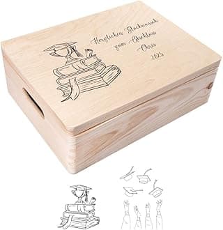 Personalized Wooden Storage Box Graduation Box | 15.8x7.87x5.51in (+-0.5) | Hinged Lid Handle Engraving | Unpainted Gift Box | Rough UNSANDED Keepsake Memory Souvenir Chest