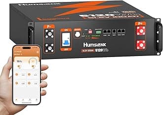 HumsiENK 48V 100Ah LiFePO4 Lithium Battery (Bluetooth) 3U Server Rack with Active Balancing & BYD Cells, Max 5120Wh & 100A BMS, 15000+Deep Cycles for Off-Grid Solar System, Backup, Home Energy Storage