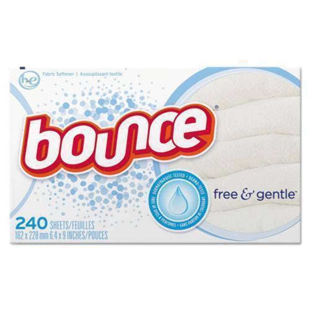 Bounce Free & Gentle Dryer Sheets, 240 Sheets, Unscented Fabric Softener Sheets, Hypoallergenic and Dermatologist Tested