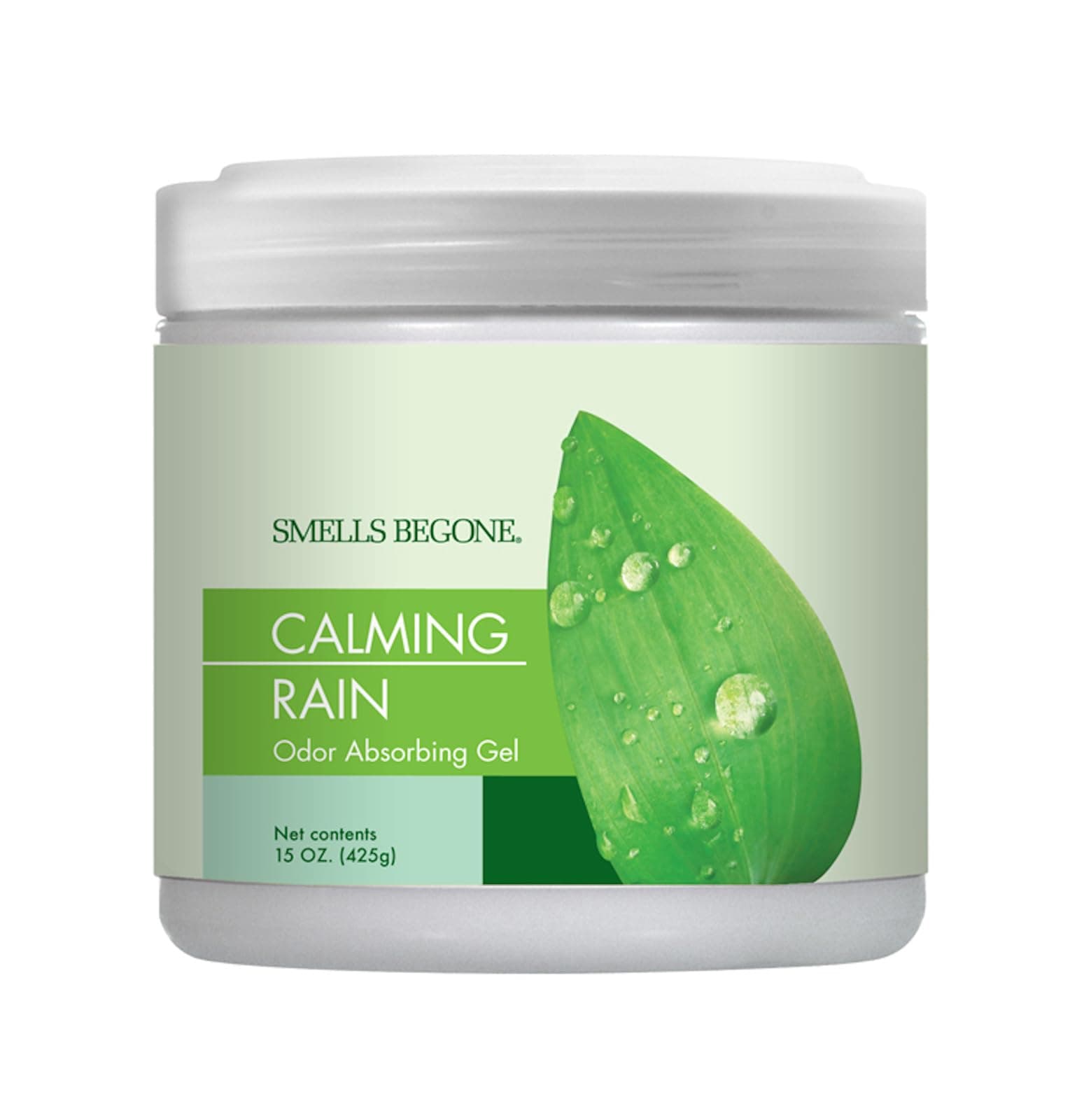 SMELLS BEGONE 15oz Gel Odor Eliminator - Absorb & Remove Tough Odors in Pet Areas, Bathrooms, Basements, Garage, Cars, RVs & Boats - Eliminate Odors Quickly (1-Pack, Calming Rain)