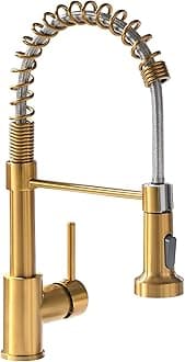 GIMILI Gold Kitchen Faucet with Sprayer,Modern Single Handle High-Arc Pull Out Kitchen Sink Faucet with Pull Down Sprayer