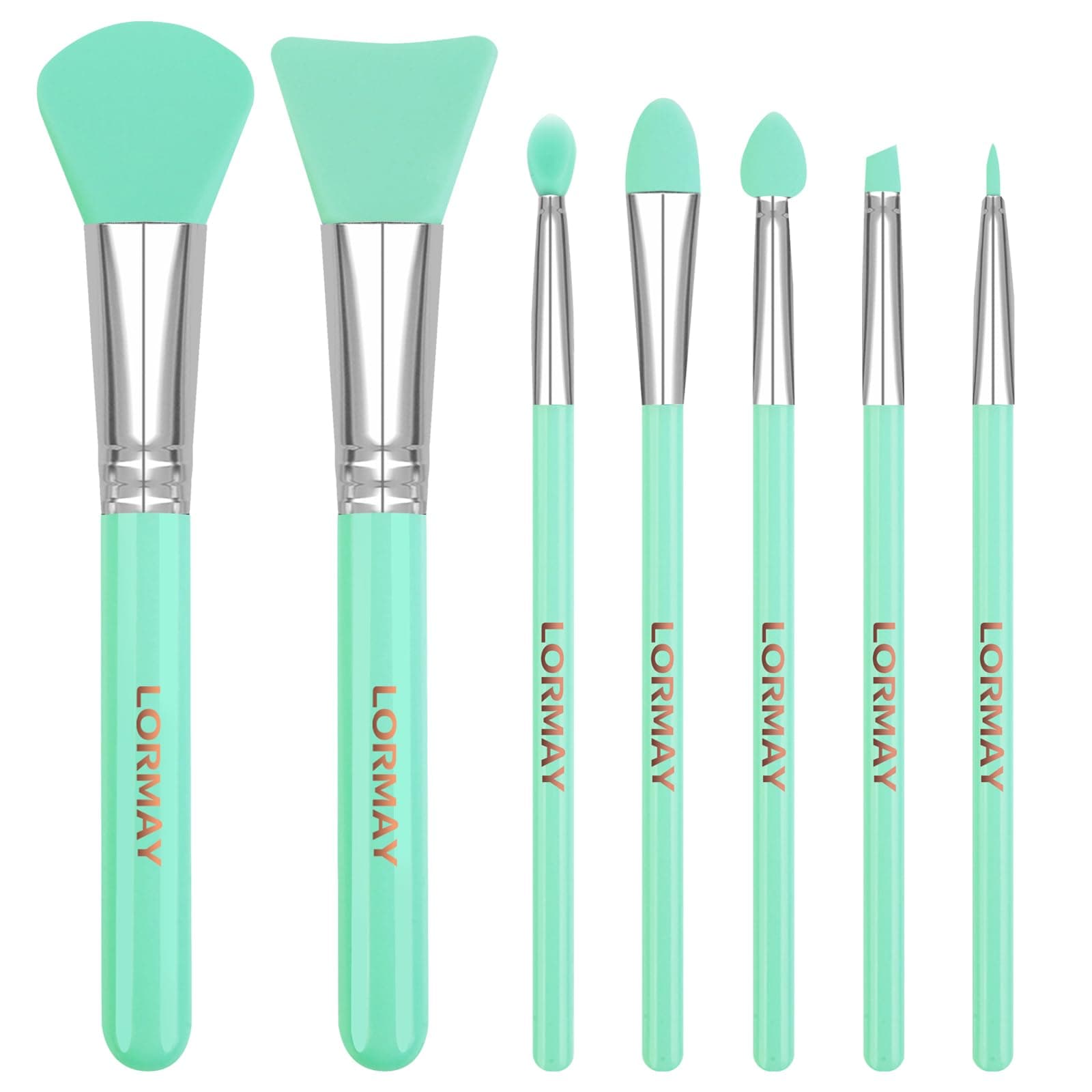 7 Pcs Silicone Brush Applicator Kit for UV Resin Epoxy Art Crafts and Cream Makeup Products, Mint Green