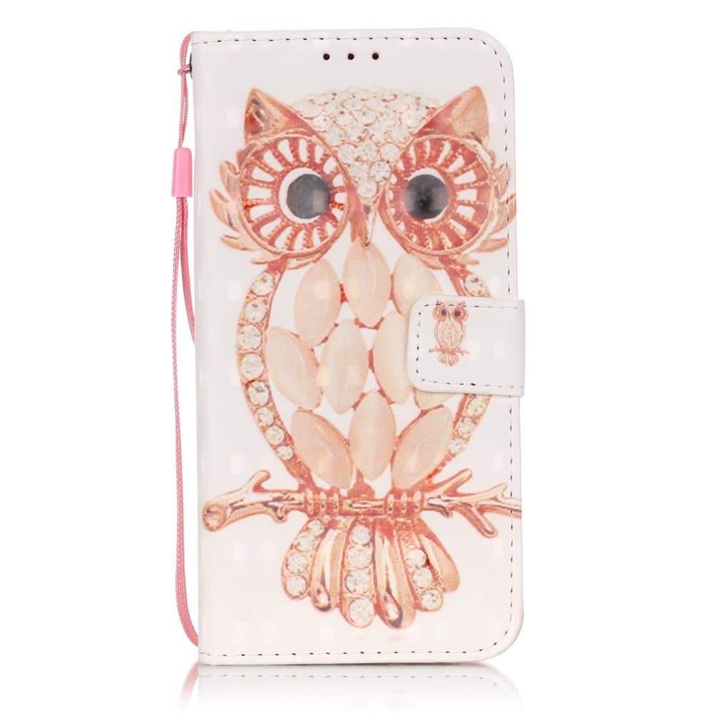 Galaxy S7 Edge Case,Samsung Galaxy S7 Edge Case, Melon Baby[3D] Flip Cover PU Leather Wallet Case Card Slots,Lanyard Stand Case for Samsung Galaxy S7 Edge (Owl)