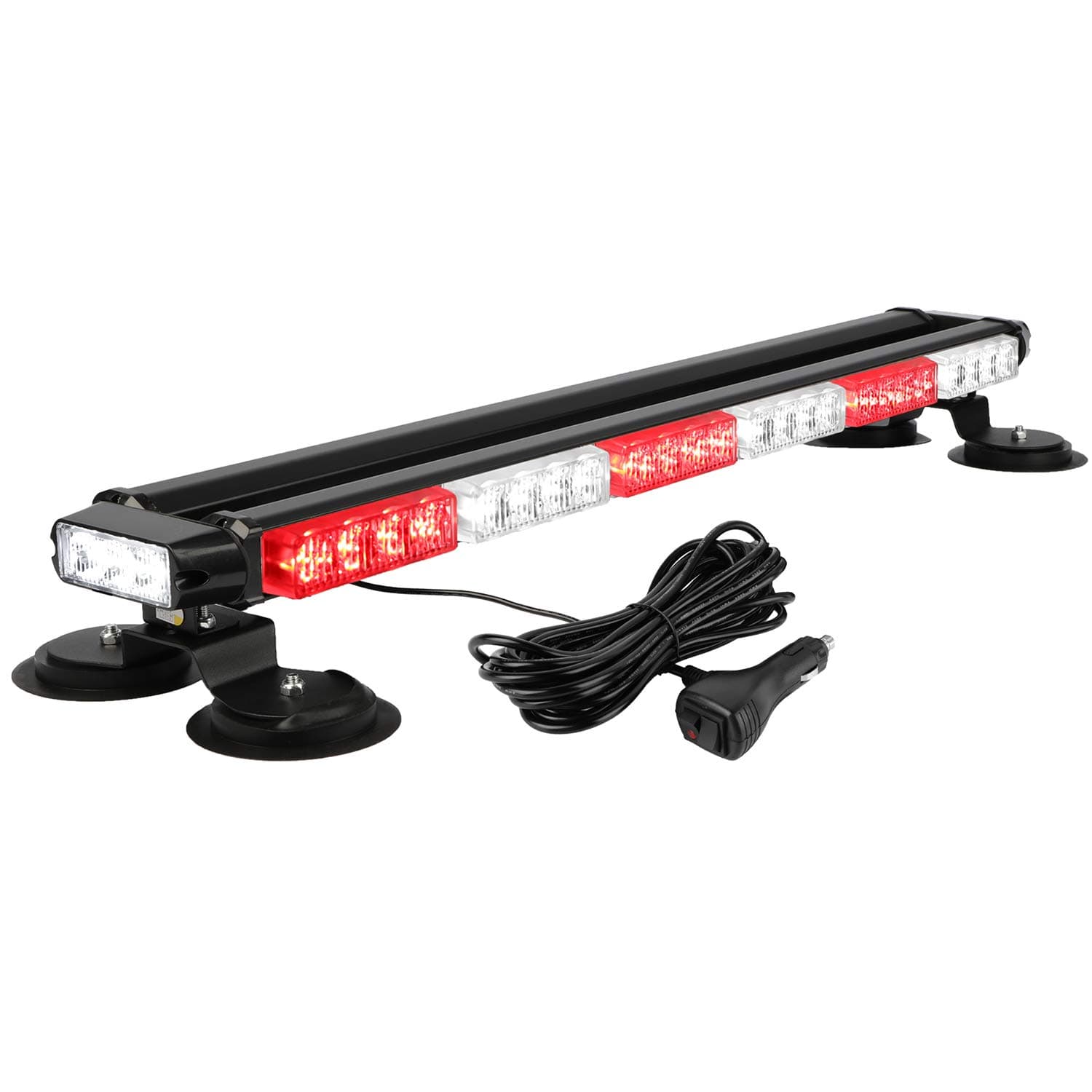 ASPL 29.5" 54 LED Strobe Light Bar Double Side Flashing High Intensity Emergency Warning Flash Strobe Light with Magnetic Base for Safety Construction Vehicles Tow Trucks Pickup (Red/White)