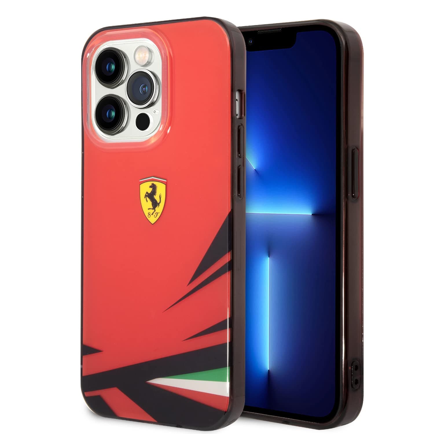 CG MOBILE Ferrari PC/TPU Case With Double Layer Print Compatible with iPhone 14 Pro Max (Red)