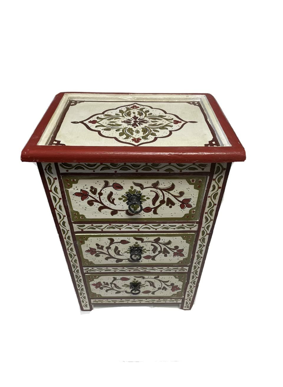Moroccan Handpainted 3 Drawer Dresser Nightstand Table
