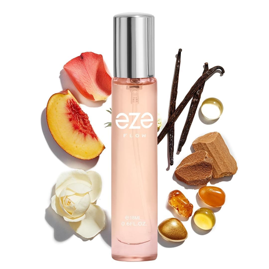 Eze FLOW Eau de Parfum for Women 18ML | Long-Lasting Luxury Perfume | Elegant Peach, Freesia & Rose | Warm Sandalwood, Musk & Vanilla Base | Premium Floral & Woody Fragrance | Captivating Scent | EDP