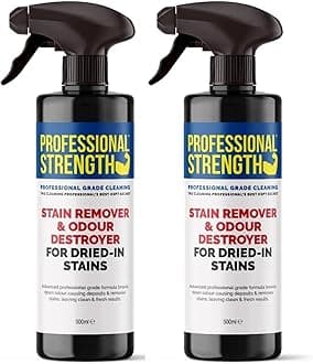 Professional Strength Dried-In Stain Remover | 500 ml | Enzyme-Based Carpet & Fabric Spray for Stubborn Stains (500ml (Pack of 2))