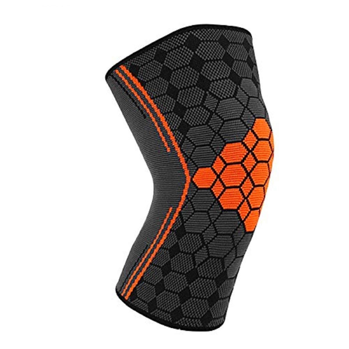 Compression Knee Brace Sleeve for Running Meniscus Tear Arthritis Weightlifting Crossfit Yogaing Recovery Lightweight Support Knee for Men and Women (Orange, Medium)