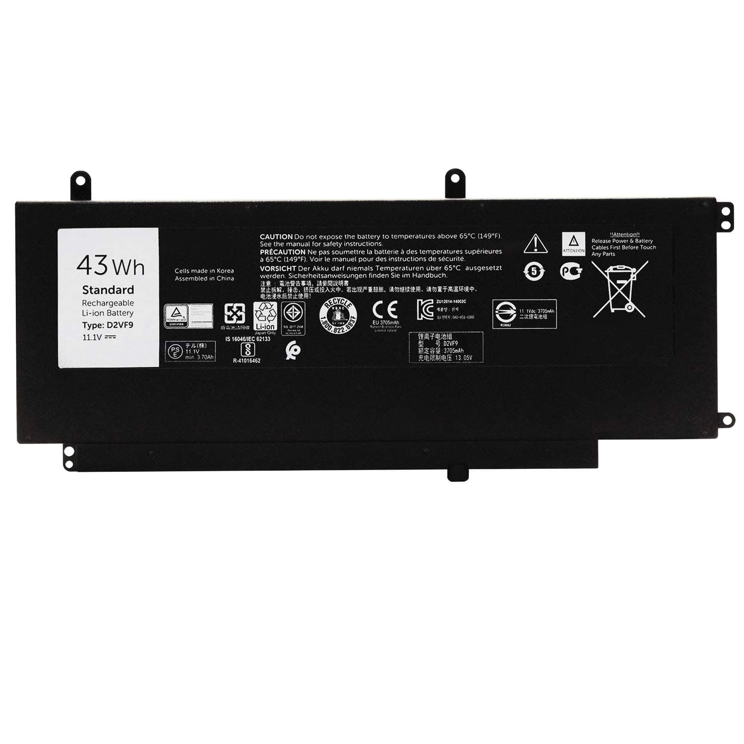EBKK D2VF9 Battery 0PXR51 Replaceable for DELL 7547 7548 Vostro 14 5459 PXR51 0YGR2V【11.1V 43Wh】