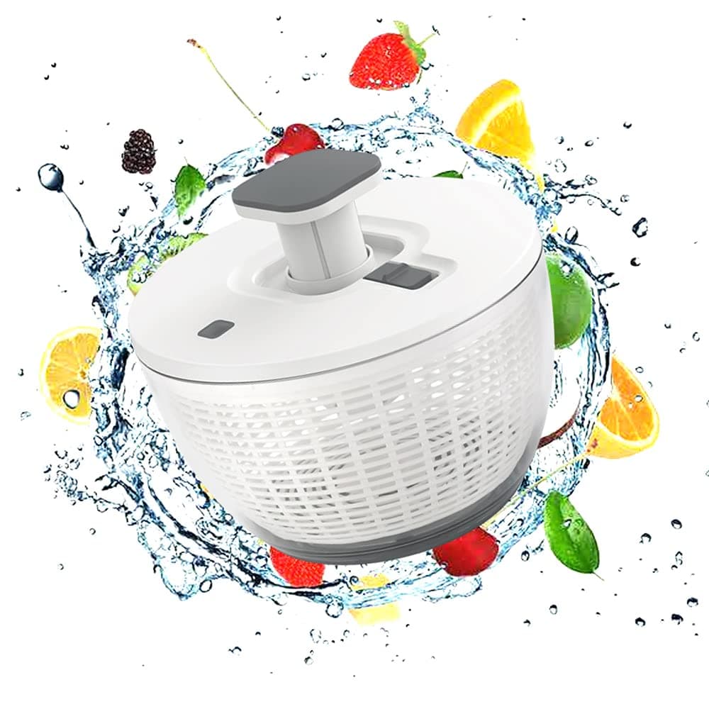 Salad Spinner Large 700ml, Manual Lettuce Spinner for Vegetable Prepping, One-Handed Pump Fruit Spinner Dryer with Bowl and Colander, Dishwasher Safe Veggie Fruit Washer Spinner
