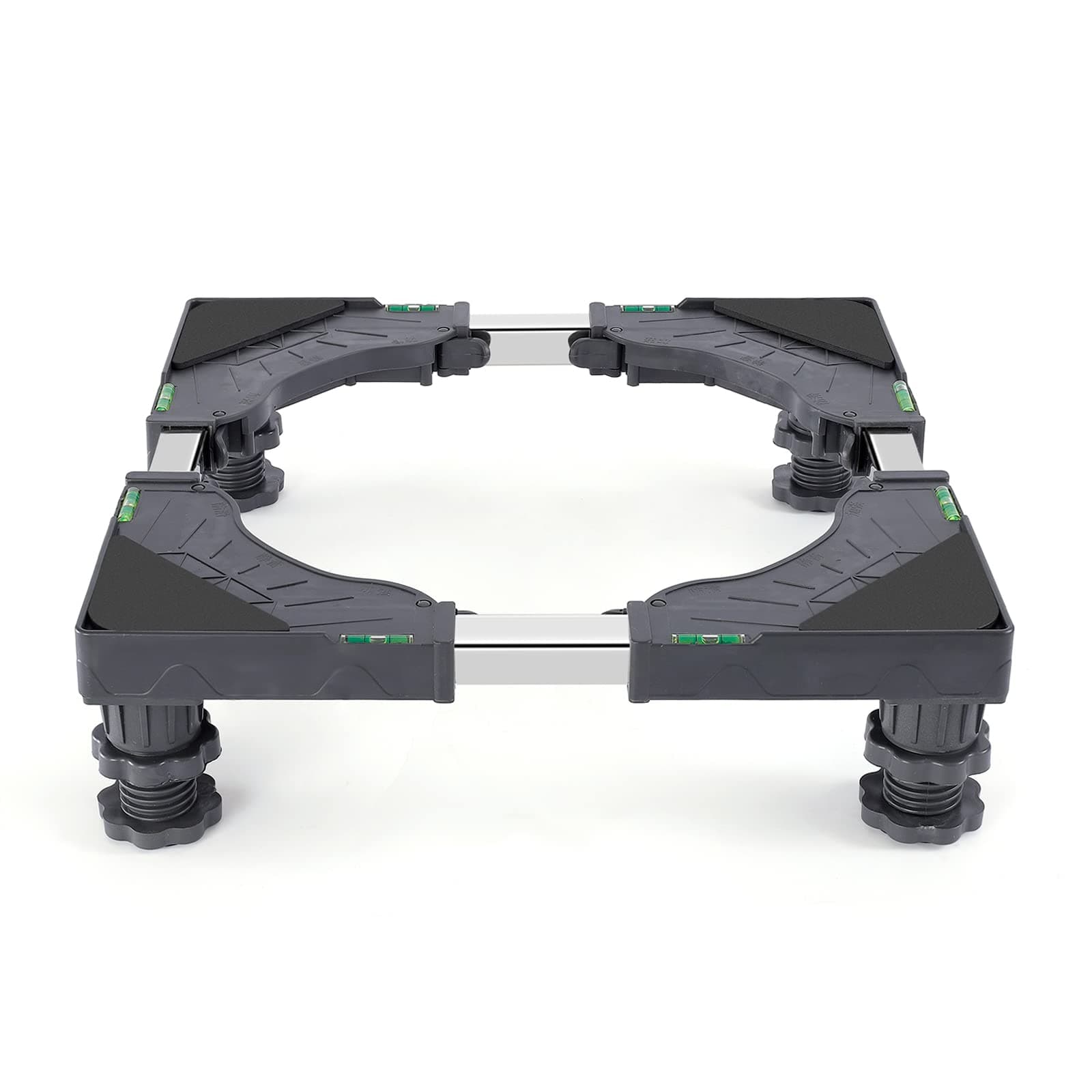 W B D WEIBIDA Adjustable Appliance Base with 4 Dolly Feet, Max Weight 400LBS, Small Furniture Appliance Base for Dryer, Refrigerator and Washer, Adjustable Width 16” to 24.4”, Height 4.1" to 5.1",Gray