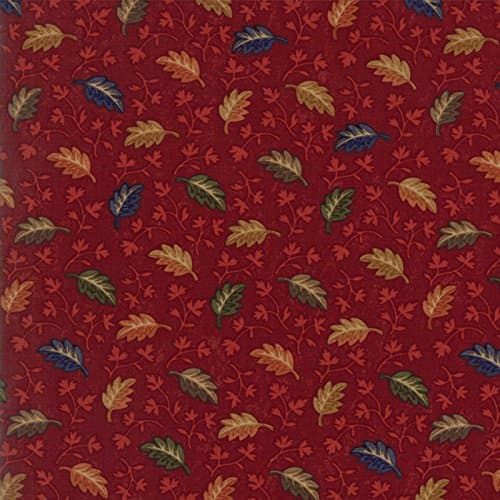 Oak Haven, Small Leaves, on Dark Red, Kansas Troubles, Moda 9522-13, Lynn Hagmeier, By the Yard