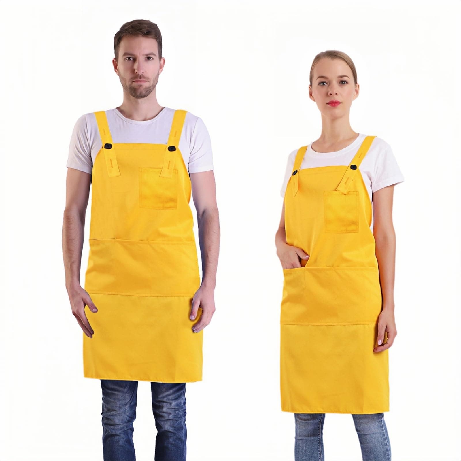 H Back Style Apron with Pocket for Women, Men Adjustable Large Size Comfortable, Kitchen, Home, Cooking 12 Colors