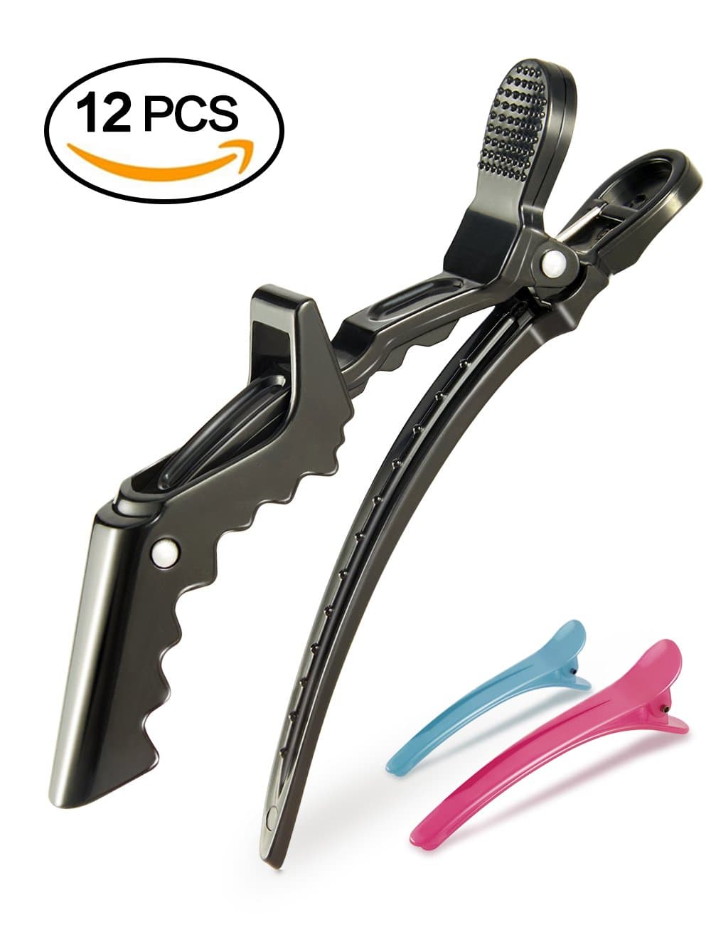 Professional Styling Alligator Hair Sectioning Salon Clips on Thick and Thin Hair for Women, Set of 12pcs with 2pcs Gift Clips by Amoyee