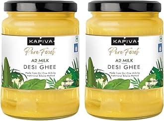 Kapiva A2 Desi Cow Ghee 500Ml | Bilona Method, Curd-Churned | Pure, Natural, Healthy | Grass-Fed Cultured Ghee - Super Saver Pack Of 2