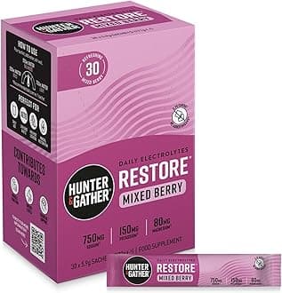 Restore Electrolytes Sachets x 30 I No Added Sugar or Artificial Sweeteners I 100% Natural Hydration I Optimal Mineral Ratio with Pink Himalayan Salt I Keto I with Natural Monk Fruit