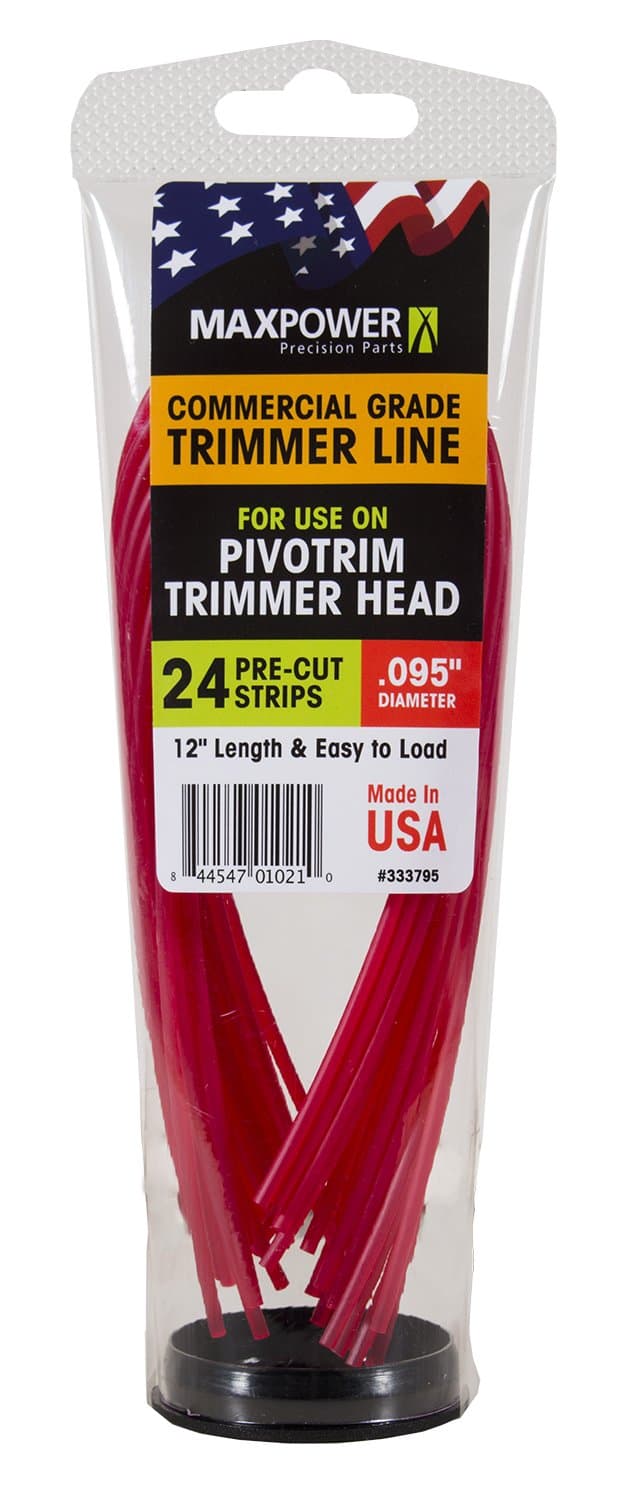 MaxPower 333795 .095" x 12" Trimmer Line Replacement Strips for Pivotrim Head (24Count), Red