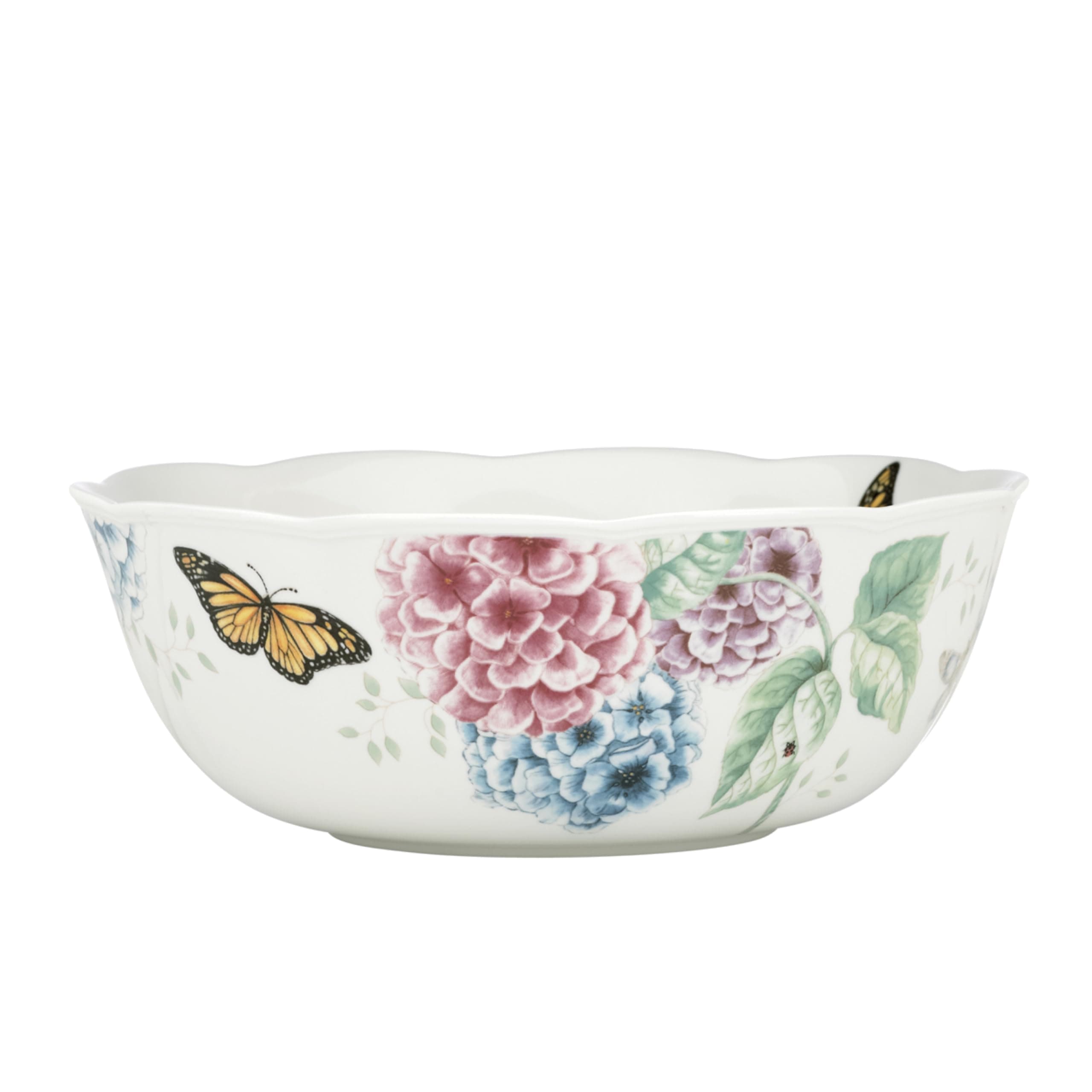 Butterfly Meadow Hydrangea Large Serve Bowl, 2.70 LB, Multi