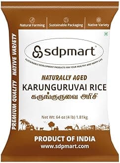 SDPMart Naturally Aged Karunguruvai Rice | 4 lb (64 oz)| Traditional Rice | Native Variety | 100% Natural |