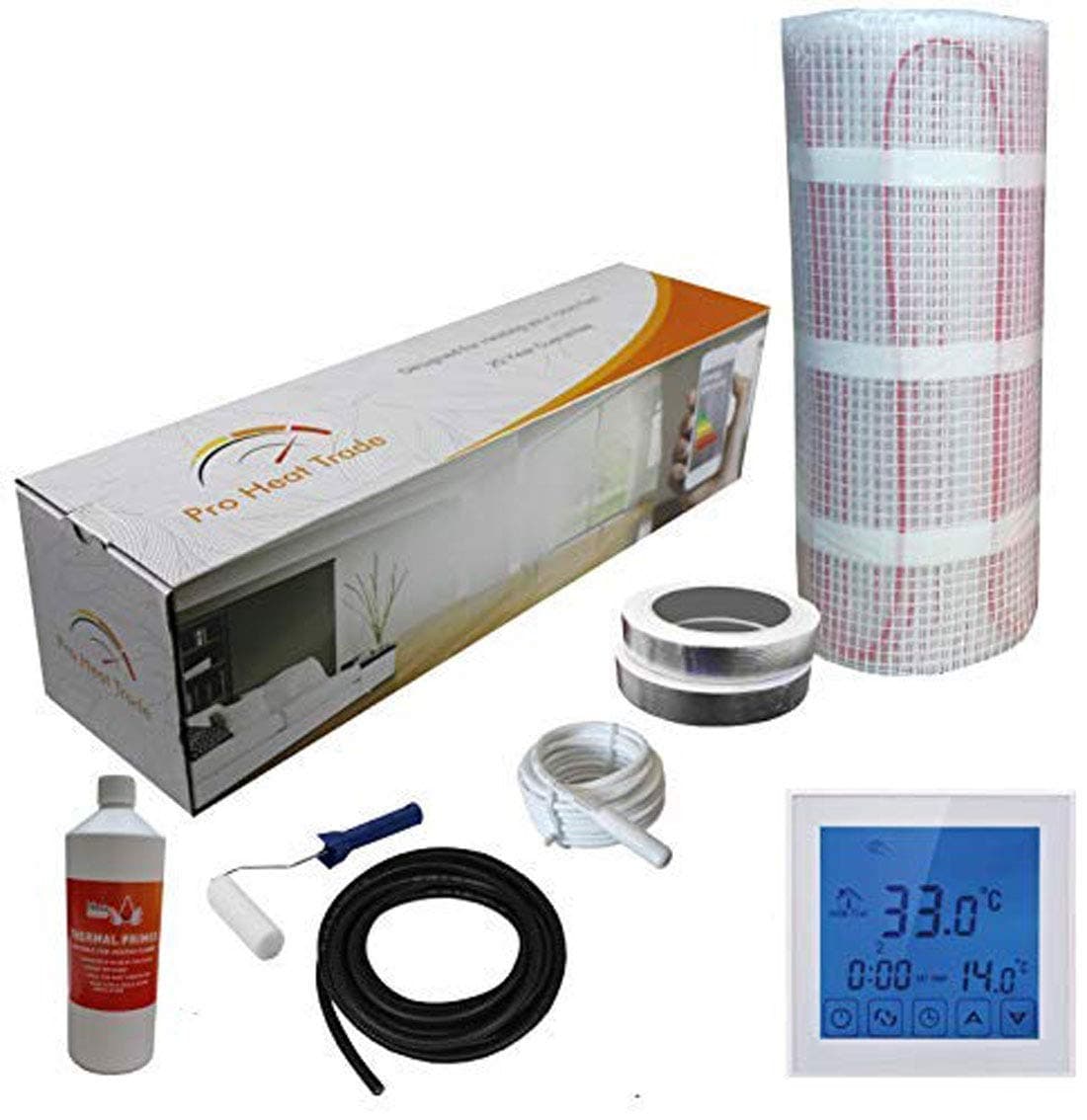 Electric Underfloor Yellow Box Heating kit 150w - 17.0m2 - White Touch Thermostat