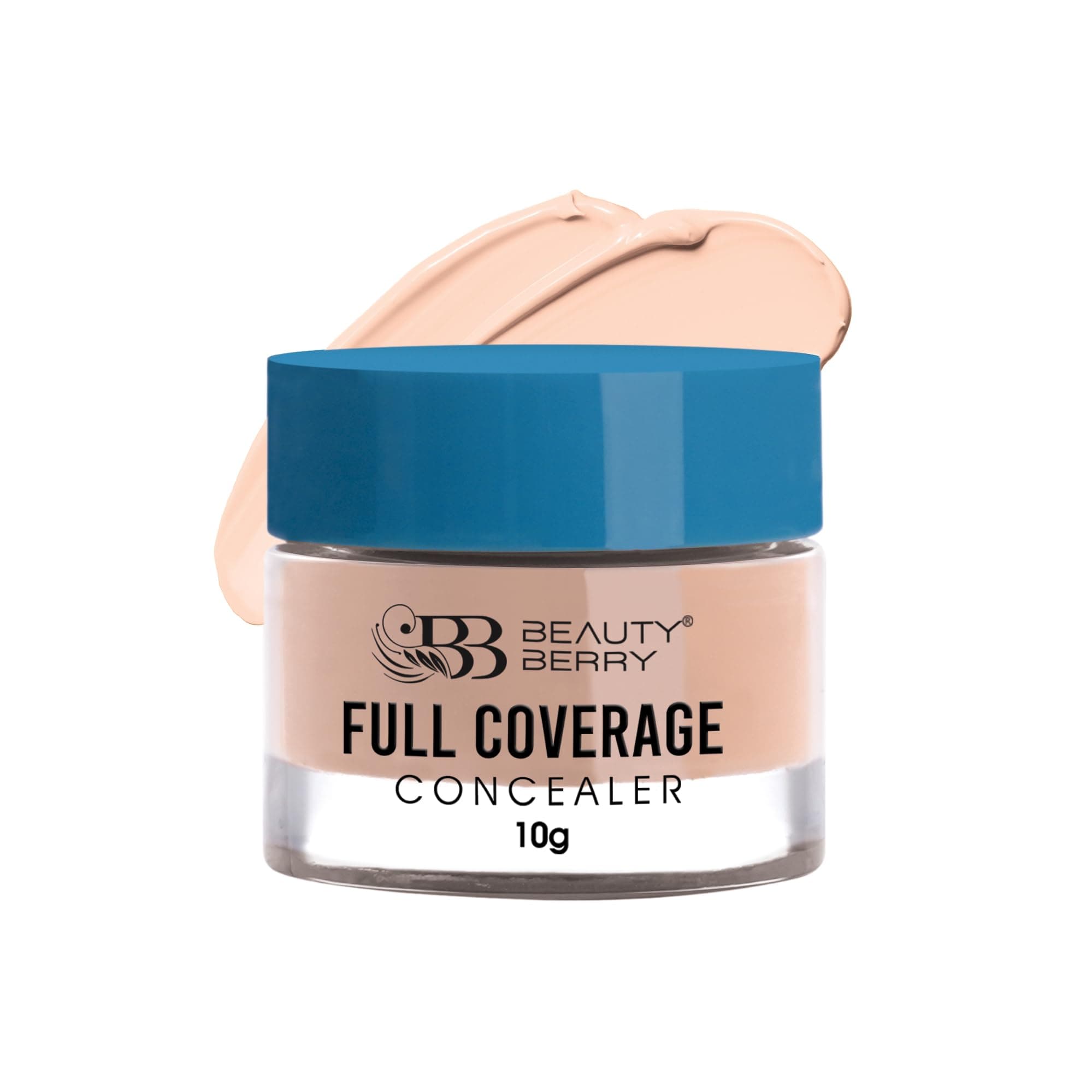 Beauty Berry Full Coverage Concealer - Pure Beige, 10g | Easy to Blend, Ultra Lightweight & Long Lasting Concealer | Creamy Texture, Highly Pigmented, Waterproof Concealer for Face Makeup
