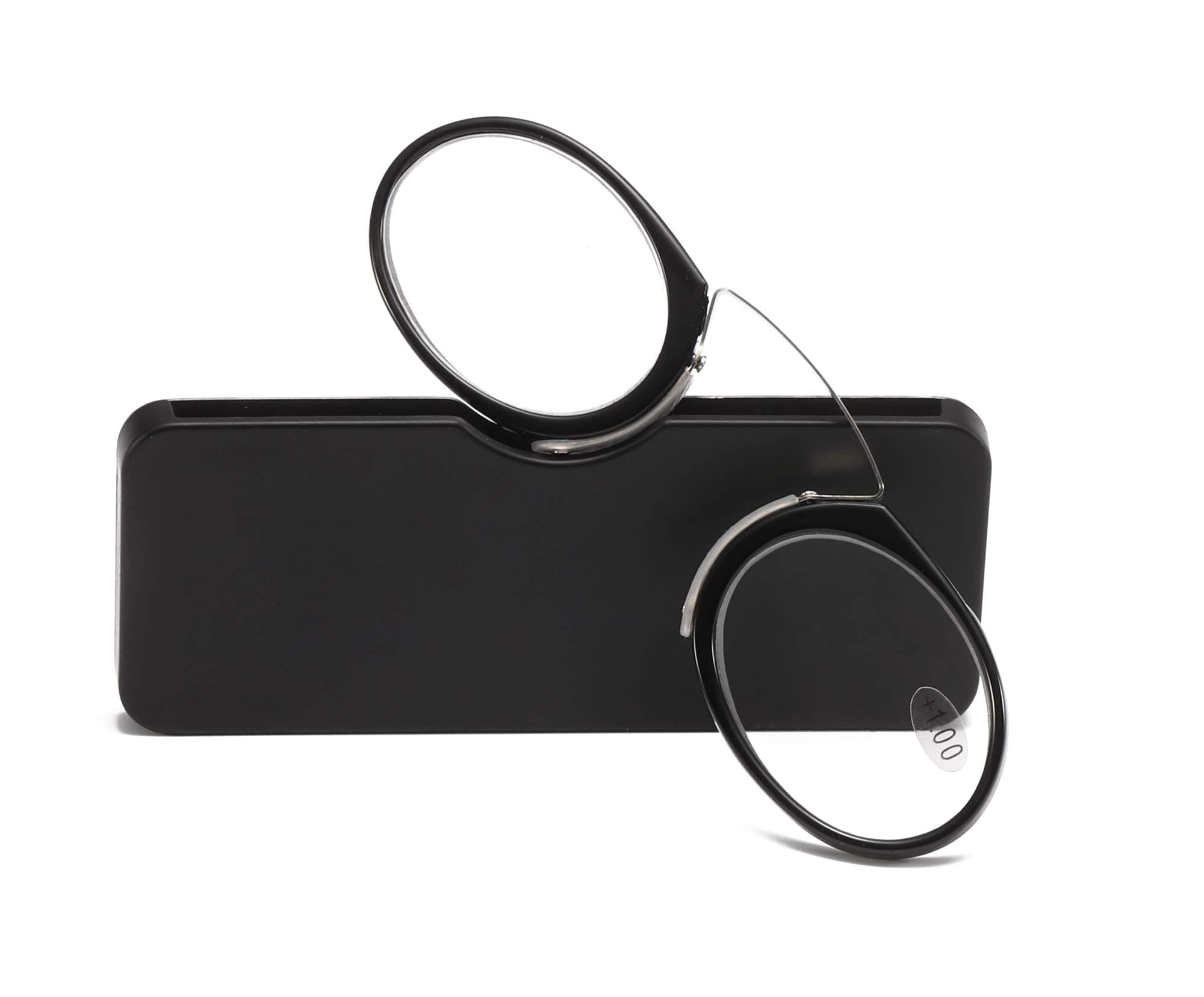 SOOLALA Reading Glasses Rectangular Lightweight Thin Steel Frame with Compact Case for Daily Carry