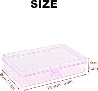 LJY 12 Pieces Rectangular Empty Mini Clear Plastic Organizer Storage Box Containers with Hinged Lids (5.3 x 3.1 x 1.2 inch, Pink)