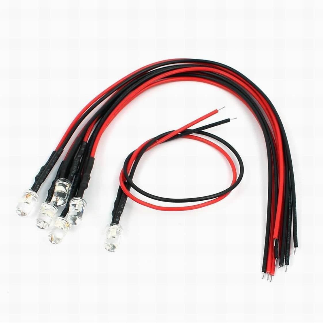 6 Pcs 190mm Cable Length 12V DC F5 Multicolor LED Light Bulbs Dual Wire