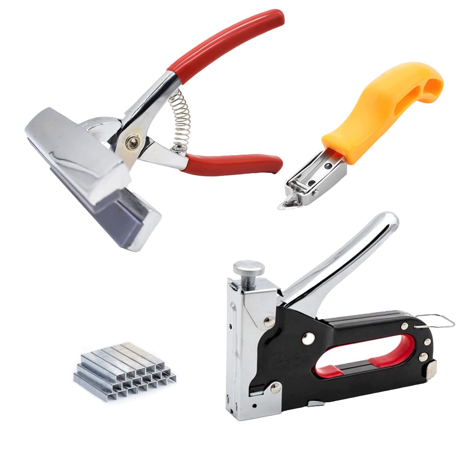 Heavy Duty Stretching Canvas Pliers with Spring Return Handles, 3 in 1 Staple Gun for Upholstery with 1000 Staples for Art Oil Painting Stretching and Framing