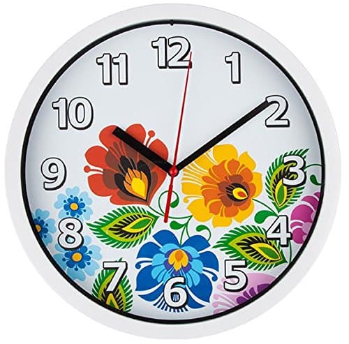Polish Folk Art Wall Clock - Floral White