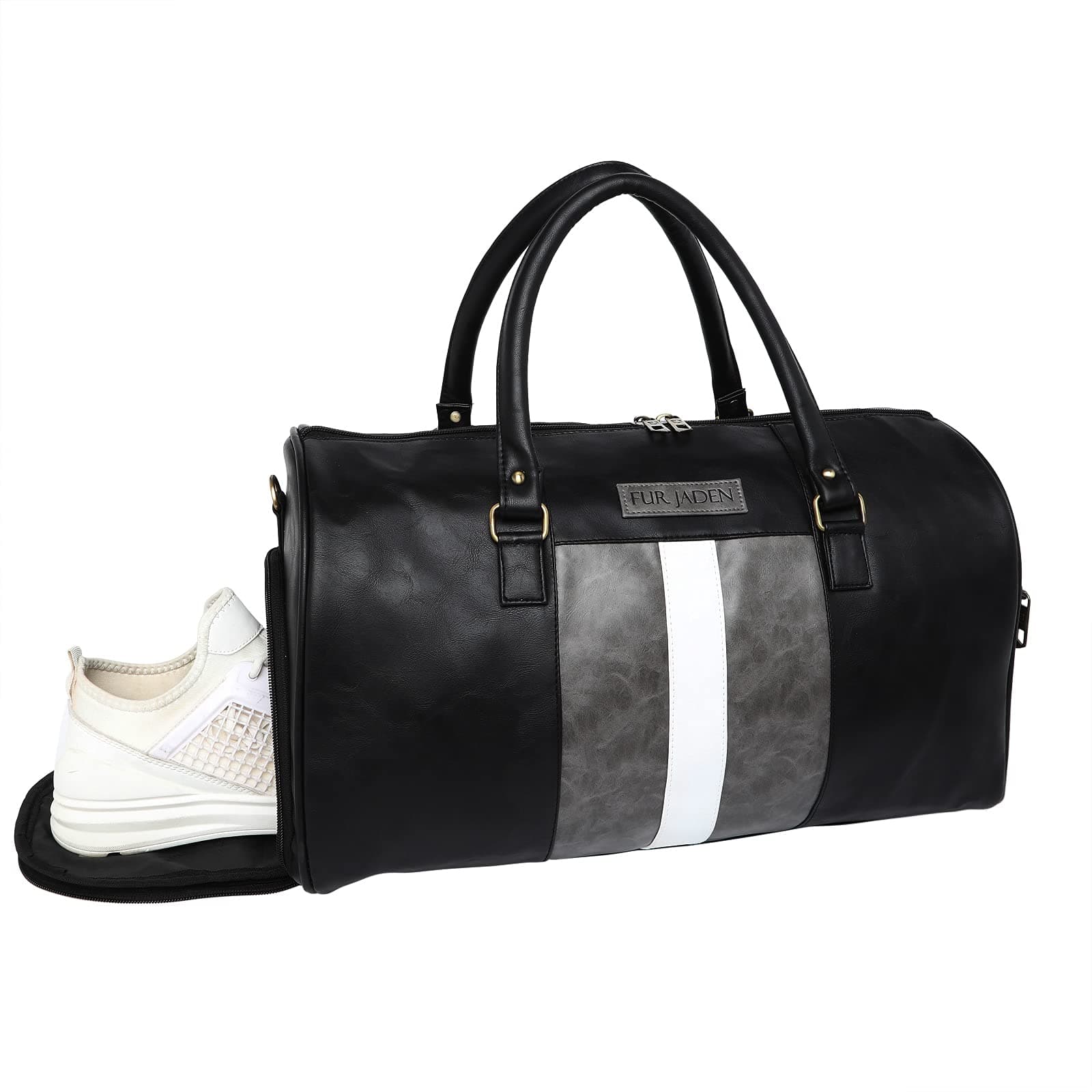 Fur Jaden Weekender Travel Duffle Bag with Separate Shoe/Laundry Compartment for Men & Women Made of Vegan Leather