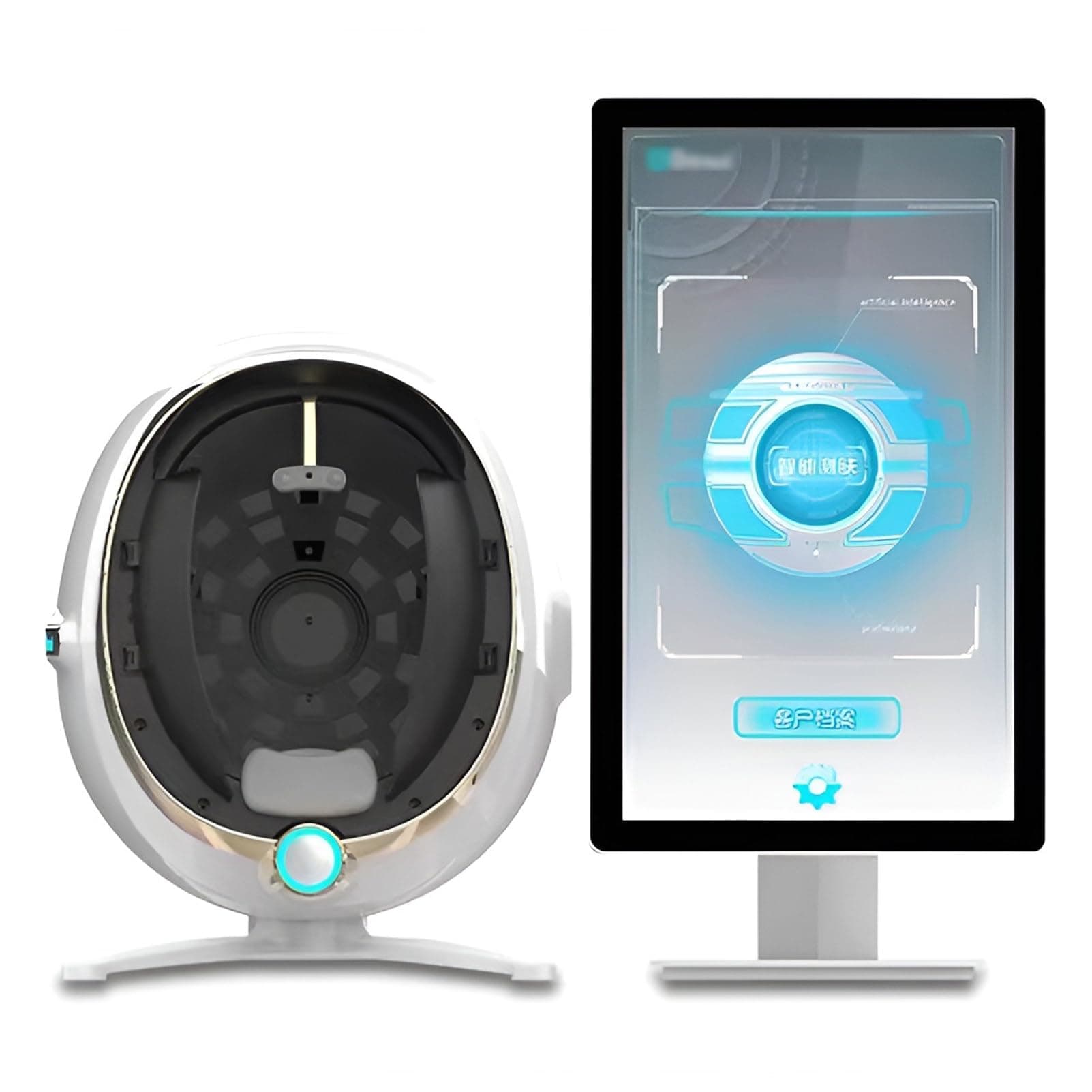 3D Skin Analyzer Machine, Professional Facial Moisture Analyzer, Skin Detector with LCD Display Screen, for Home Beauty Care,White-MJ-21.5in