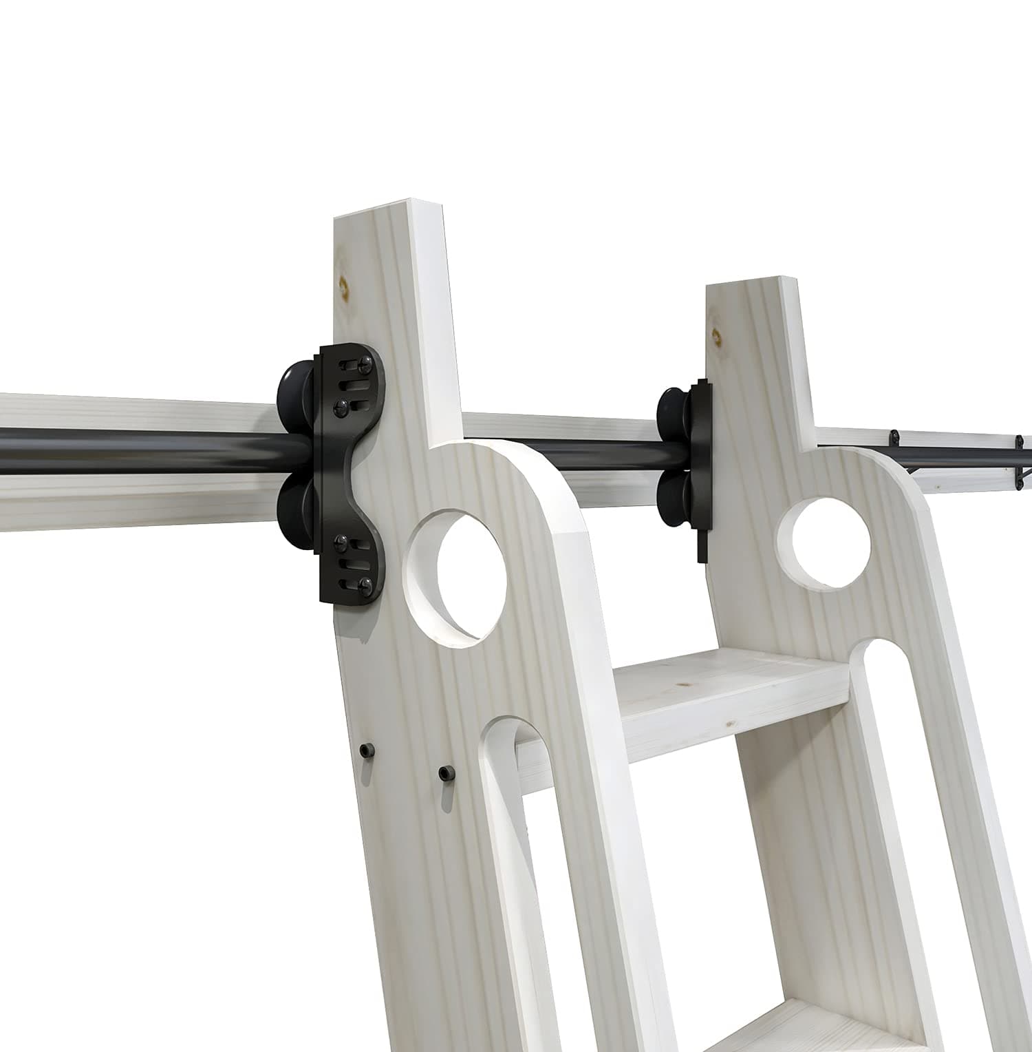 DIYHD 4FT Stand Up Black Rolling Library Hardware,Telescope Sliding Ladder Track Kit(No Ladder)