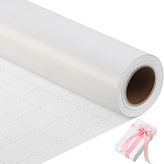 woric White Wrapping Paper Roll 17 Inch X 33 Feet Wedding Wrapping Paper with Pearly Lustre for Bridal Shower, Birthday, Baby Shower, Easter Gifts