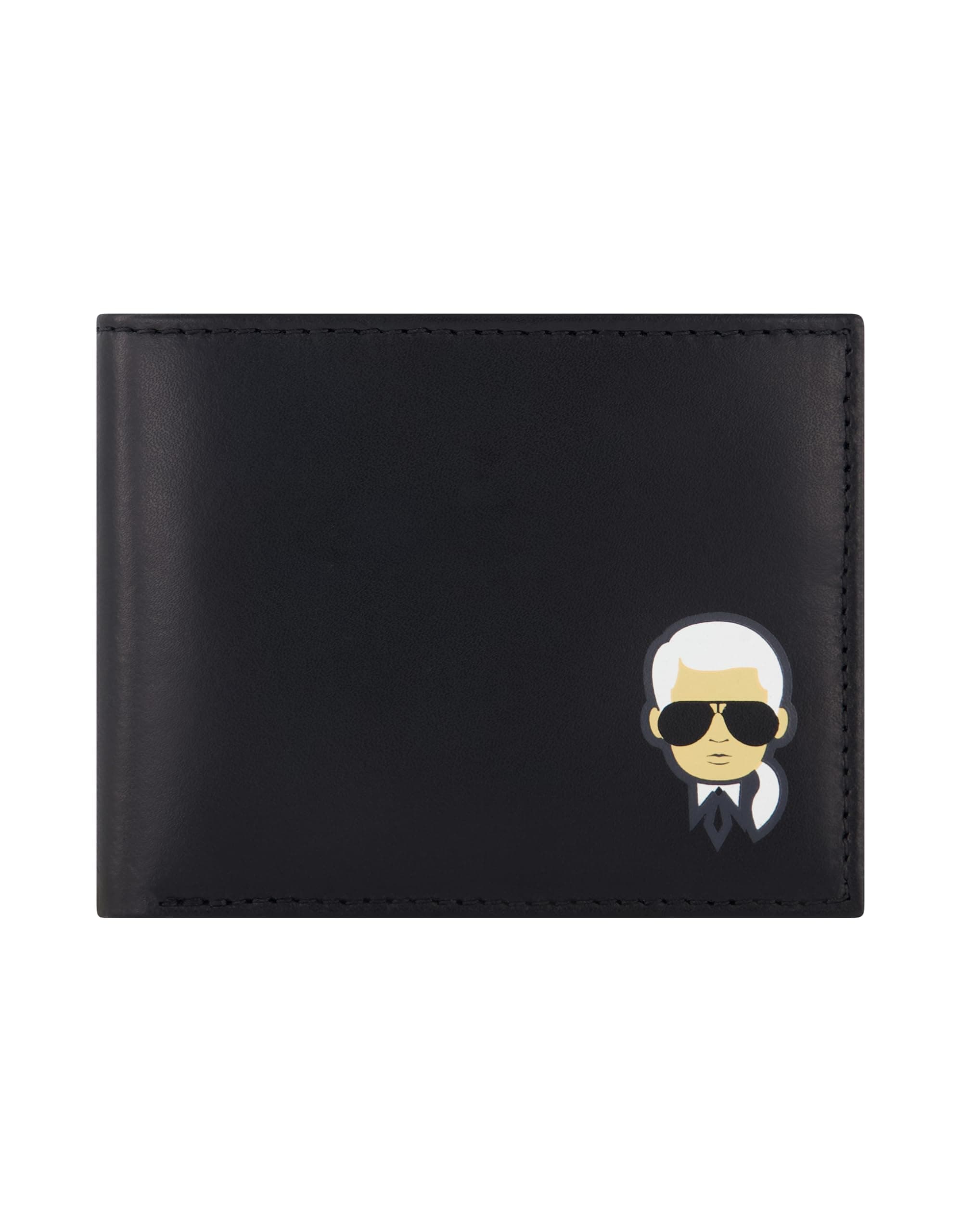 Paris Women's Split/Bubble Leather Karl Character Head Logo Billfold Wallet, Black_ch, One Size