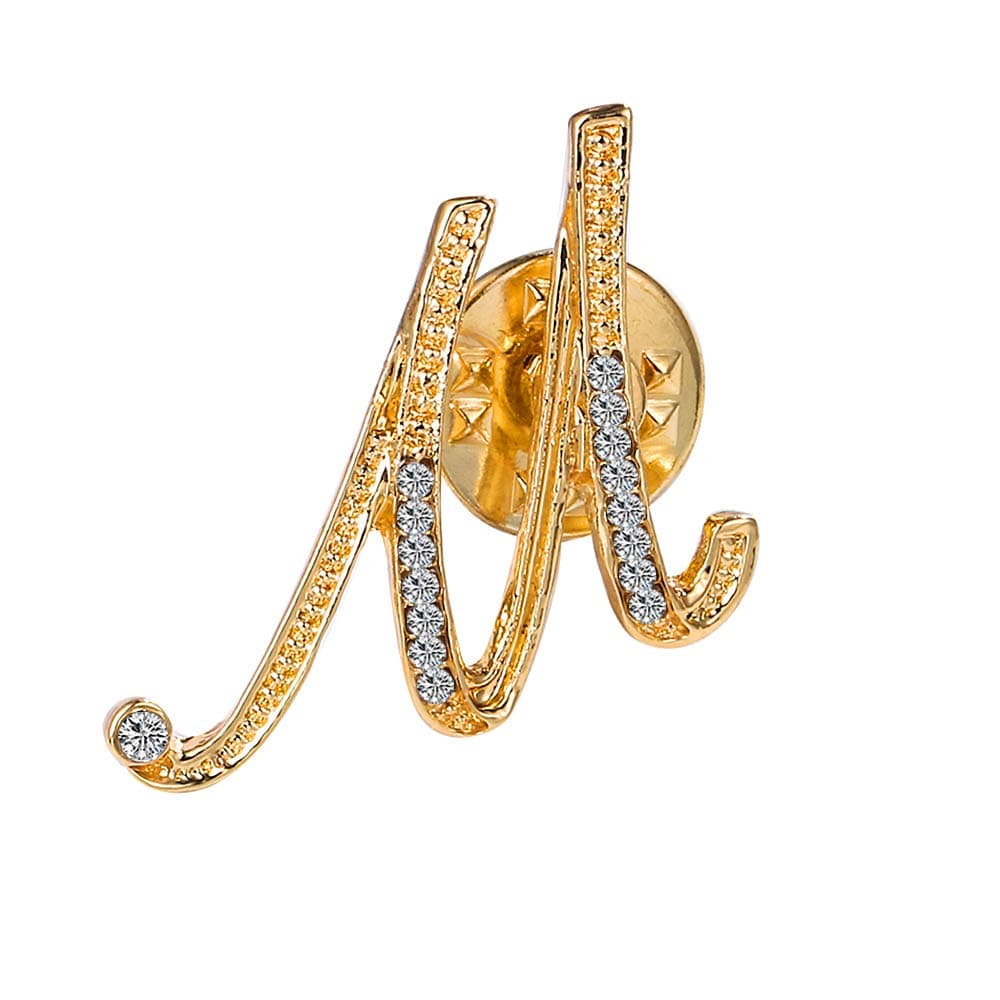 Initial Letter Brooch Pin Small Lapel Pin Tie Tack Name Personalized Gifts for Women Men Gold A-Z
