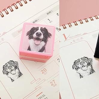 Personalized Pet Face, Custom Dog & Cat Portrait - Custom Pet Stamp, Gift Idea for Animal Lovers (Pink Ink)