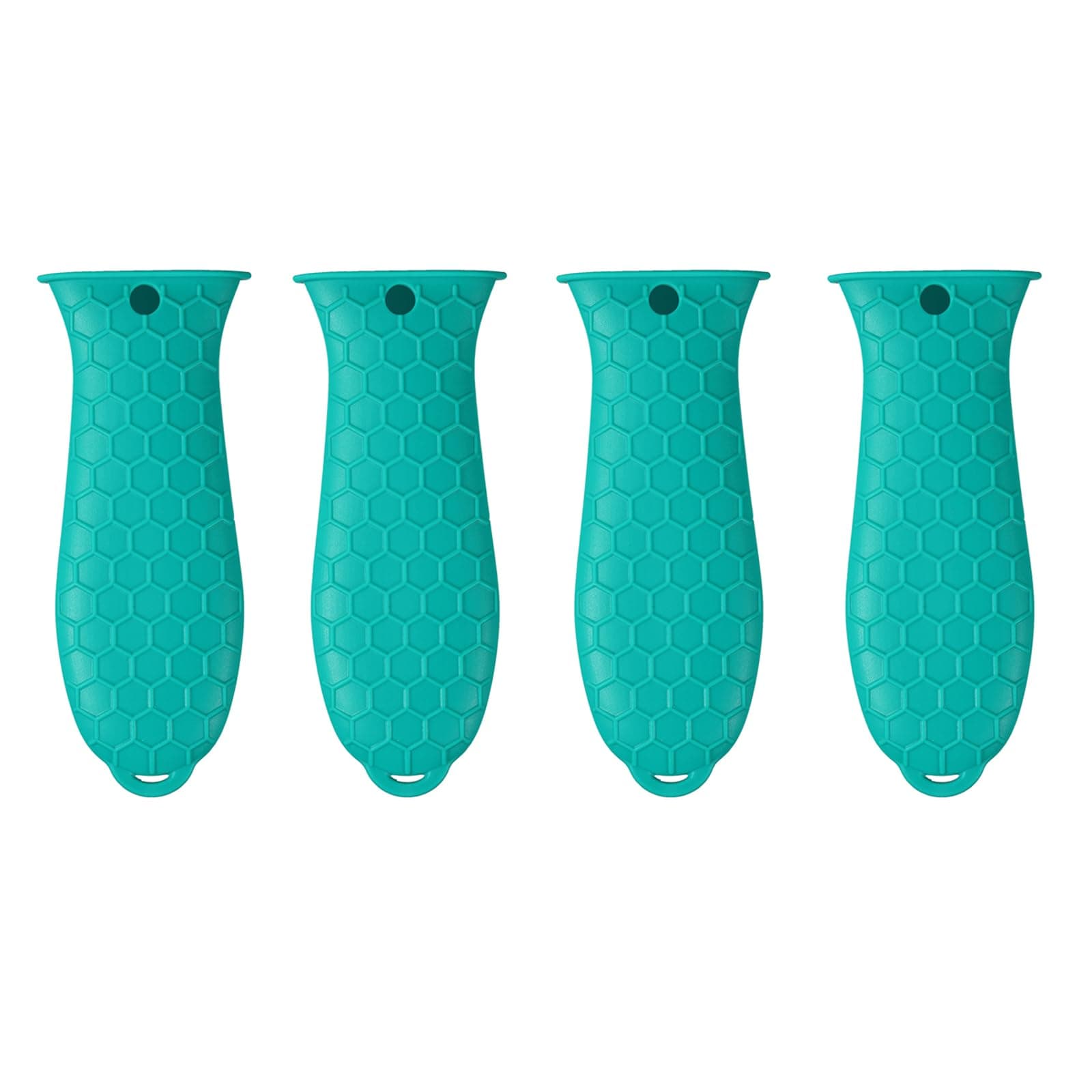 4 Pcs Silicone Hot Handle Holder, Non-Slip Potholder for Cast Iron Skillets & Frying Pans, Heat Resistant Sleeve Grip Cover, Metal Cookware Handle, Lake Blue