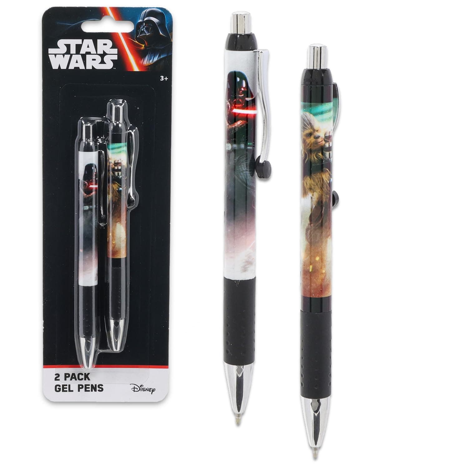 Ballpoint Pen Set - Pack of 2 Rollerball Pens Featuring Darth Vader, Han Solo, Chewbacca and More | Star Wars School and Office Supplies