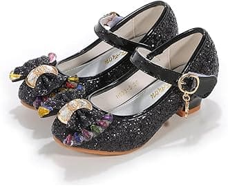 BFOEL Girls Dress Shoes Adorable Sparkle Mary Jane Flats for Wedding Party